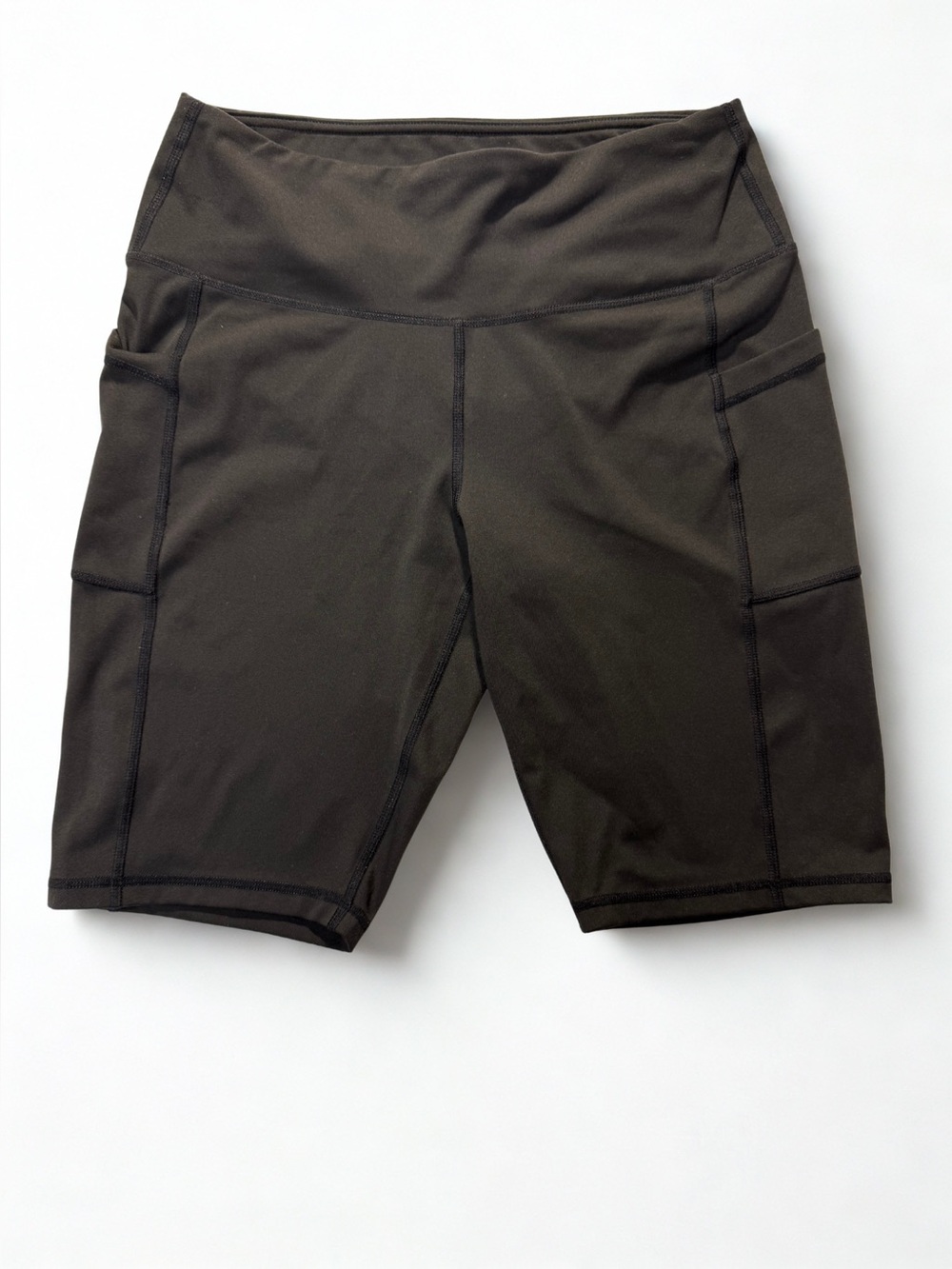 Women’s High-Waist Black Active Bike Shorts Size L 10” inseam